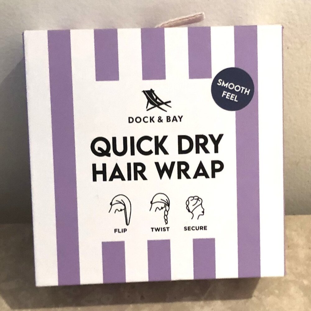 NEW IN BOX! DOCK & BAY Hair Wrap Towel Cabana Lilac Stripe Pattern Gift for Bath